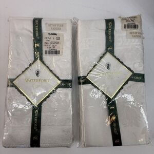 Waterford Luxury Linens Set 8 Napkins Ardmore Classic White Jacquard New W/Tags